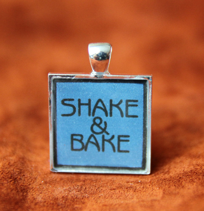 shake and bake keychain pendant